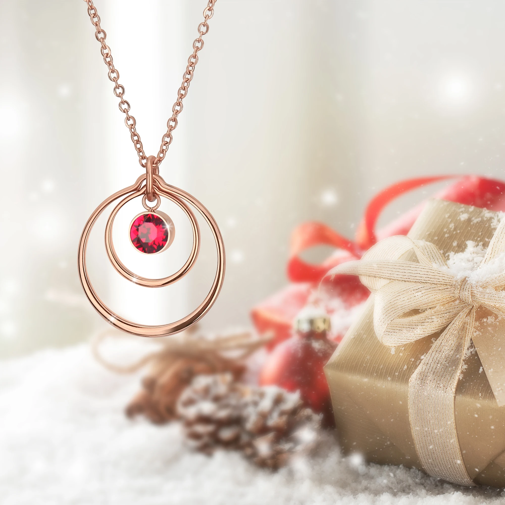 

18k Gold Plated Mixed Multilayer Circle Pendant Necklaces For Women Birthstone Jewelry Minimalist Birthday Gifts For Girlfriens