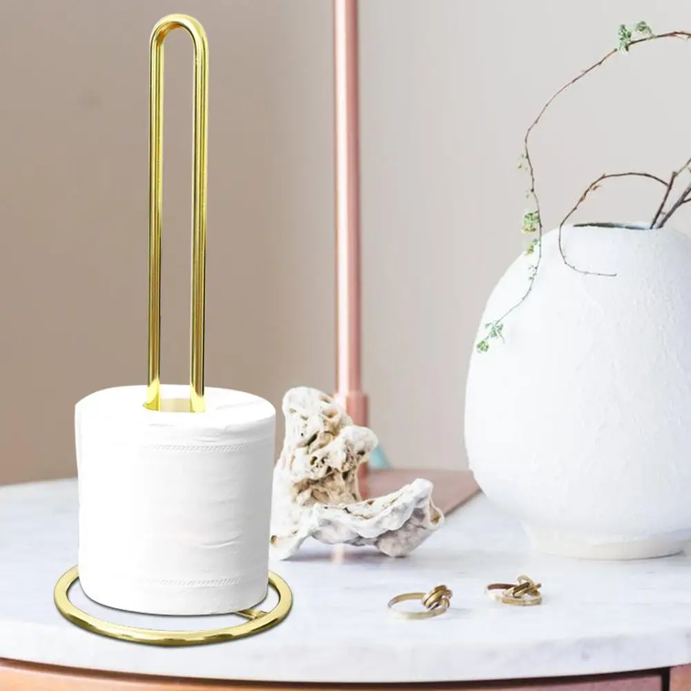 

Gold Metal Iron Desktop Paper Towel Holder Restaurant Living Room Multifunctional Toilet Paper Holder Storage Rack