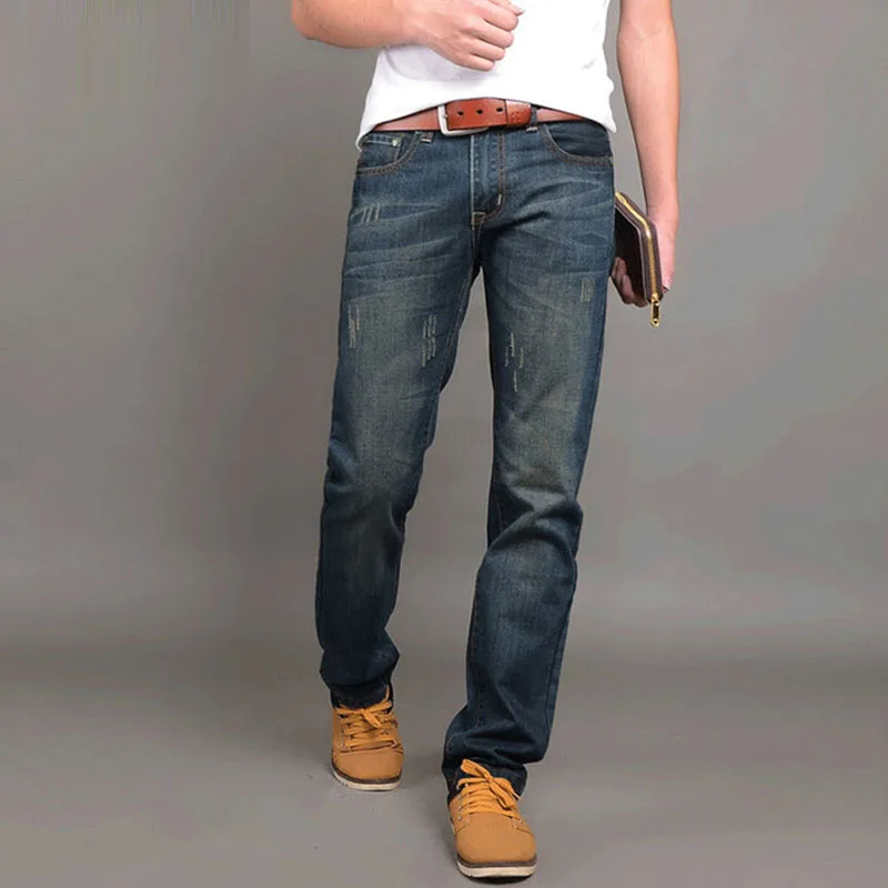 Джинсы мужские облегающие стирка штаны из денима со швом и лентой по низкой