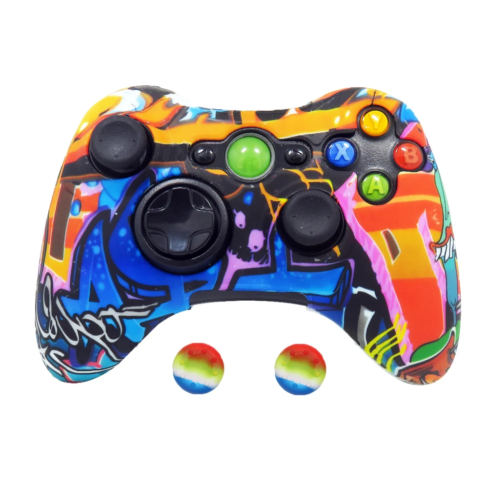 Graffiti B ZOMTOP защита для переноса воды с принтом кожи для Microsoft Xbox 360 проводной/беспроводной контроллер силиконовый чехол Крышка крышки - Цвет: Graffiti B