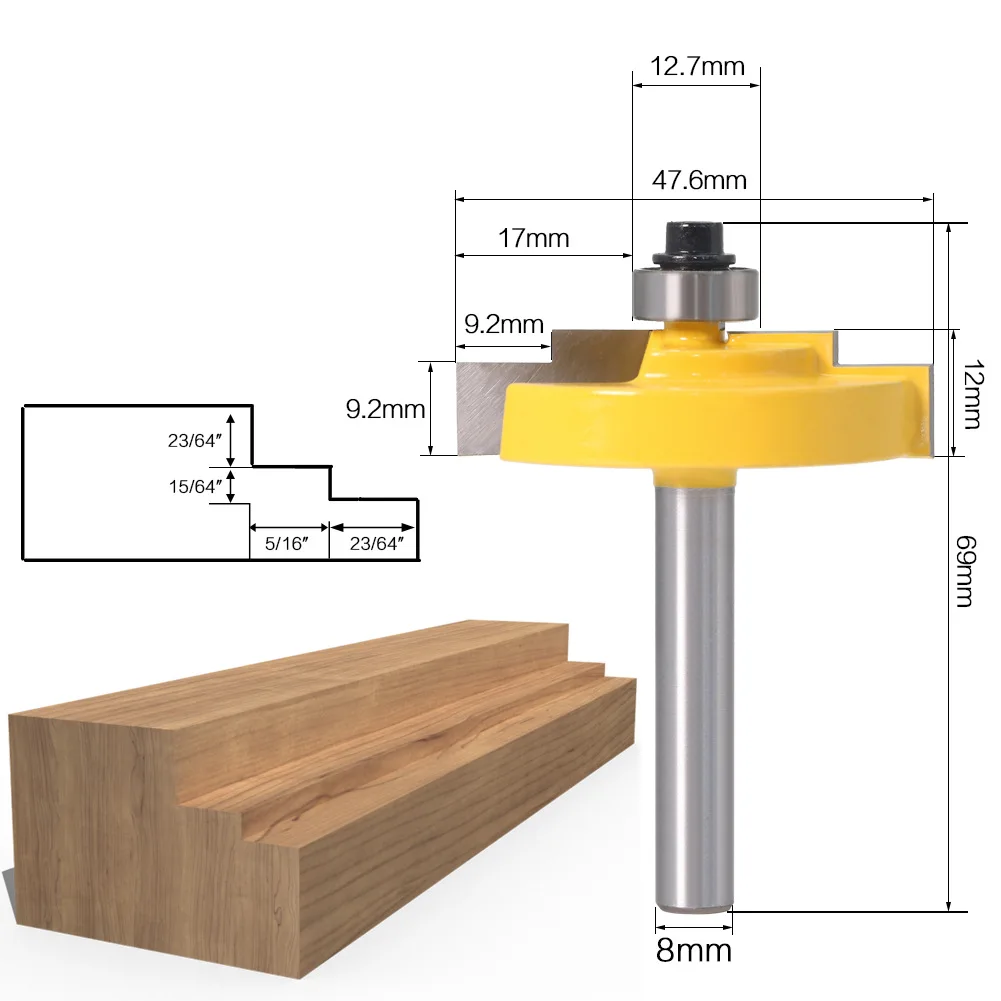 Набор фрез для работ по дереву комплект из 3 насадок 8 мм с хвостовиком|Фреза| |