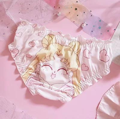 

Lovely Sailor Moon Cotton Printing Lolita Polyester Underpants Girl's Kawaii Bow Briefs Underwear