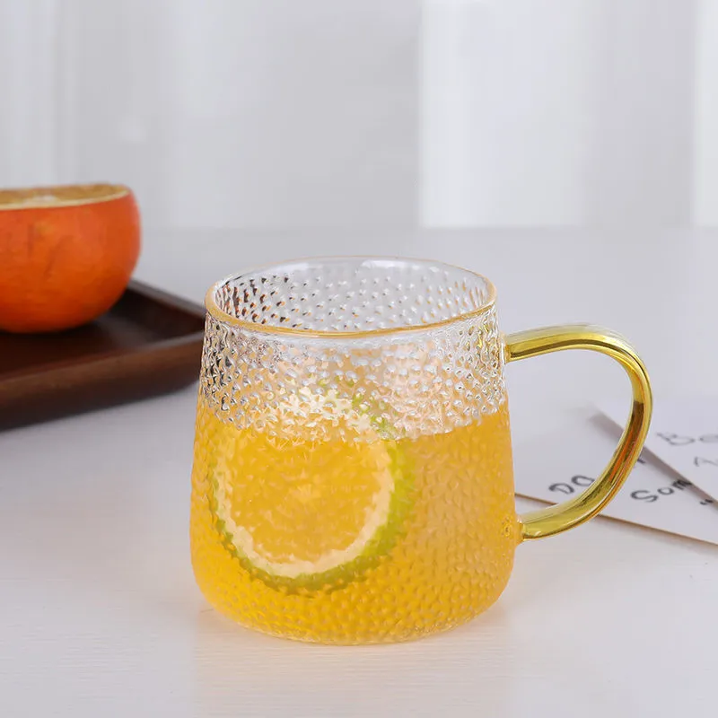 Hammer Eye Style Glass Breakfast Water Cup Handle Design Gold Line Cappuccino Coffee Colorful Transparent Crystal Tea Set | Дом и сад