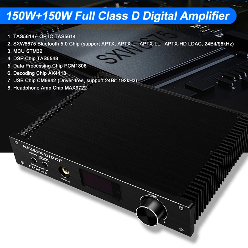 2021 FX-Audio Новый D2160MKII TAS5548 + TAS5614 Bluetooth 5 0 полный цифровой усилитель мощности 150 Вт * 2 USB
