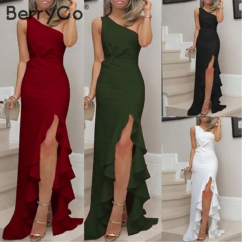 BerryGo элегантное вечернее платье для вечеринки женское однотонное макси vestidos плюс