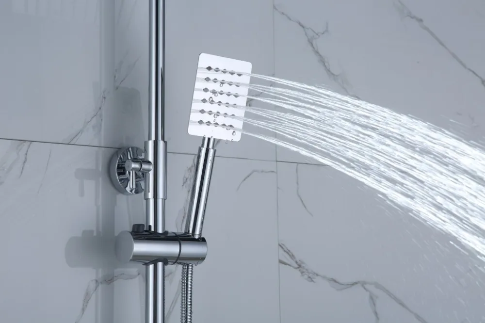 1SET Bathroom sets faucets set Bath Shower Faucet with slide bar rainfall shower head bathtub mixer taps | Обустройство дома