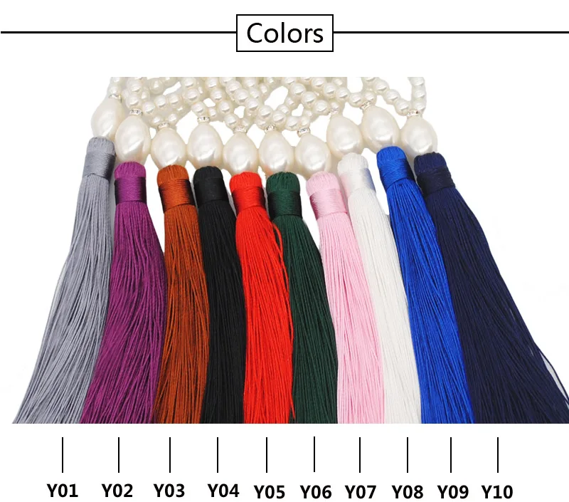 Длинное искусственное жемчужное ожерелье для женщин белый жемчуг кисточкой