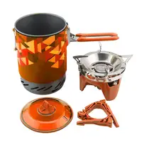 Free Shipping Camping Integrated Stove Outdoor Gas Stoves Cooking System Butanes Propane Burners With Heat Exchanger Pot Bowl