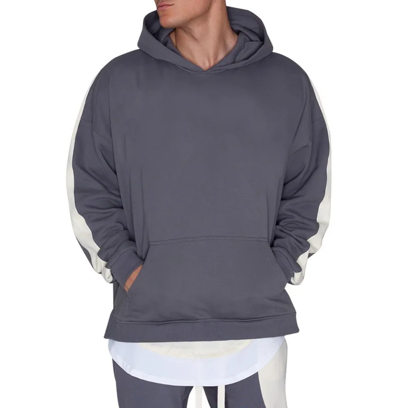 Мужские пуловеры 2019 новая мода уличная толстовка с капюшоном пэчворк длинный