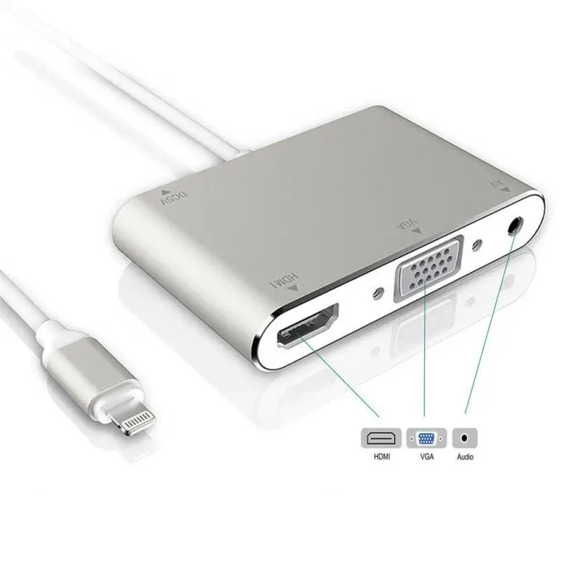 Преобразователь DishyKooker для Lightning на HDMI VGA AV Jack аудио ТВ адаптер кабель iPhone серии