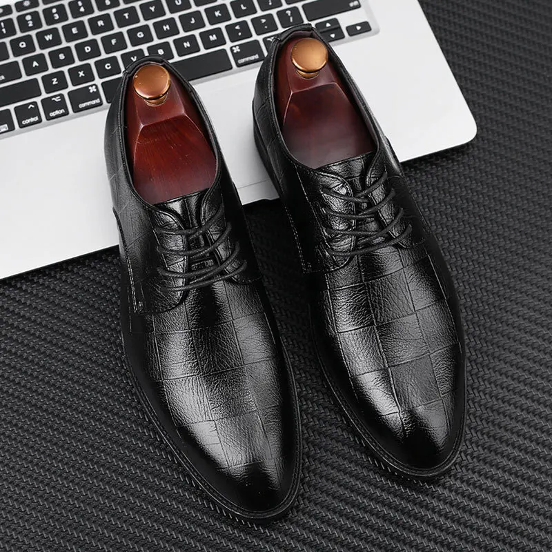 

Luxury Brand Classic Man Pointed Toe Dress Shoes Mens Pu Leather Black Wedding Shoes Male Oxford Formal Shoes Plus Size 38-48