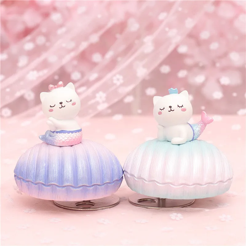 Музыкальная шкатулка с изящными розовыми кошками русалочкой милой котенок
