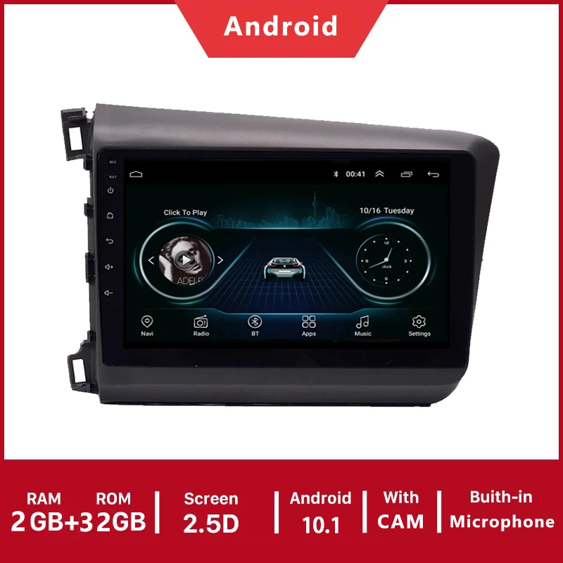 

JOYINCAR Android 10.1 Car Radio Multimidia Video Player Navigation GPS Autoradio For HONDA CIVIC 2012-2015 2din 2 Din Head Unit