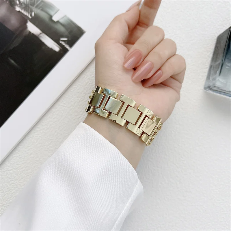 For Apple Watch chain Band Strap Stainless Steel Series 7 6 5 4 3 38/40/41mm Watchband Bracelet for Iwatch 42/44/45mm woman loop