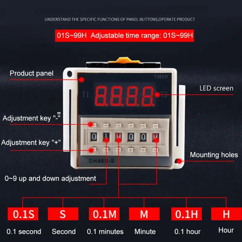 AC/DC 12V 24V 220V 380V DH48S-S Programmable Digital time relay cycle control Time Delay Relay Socket with Base | Обустройство дома