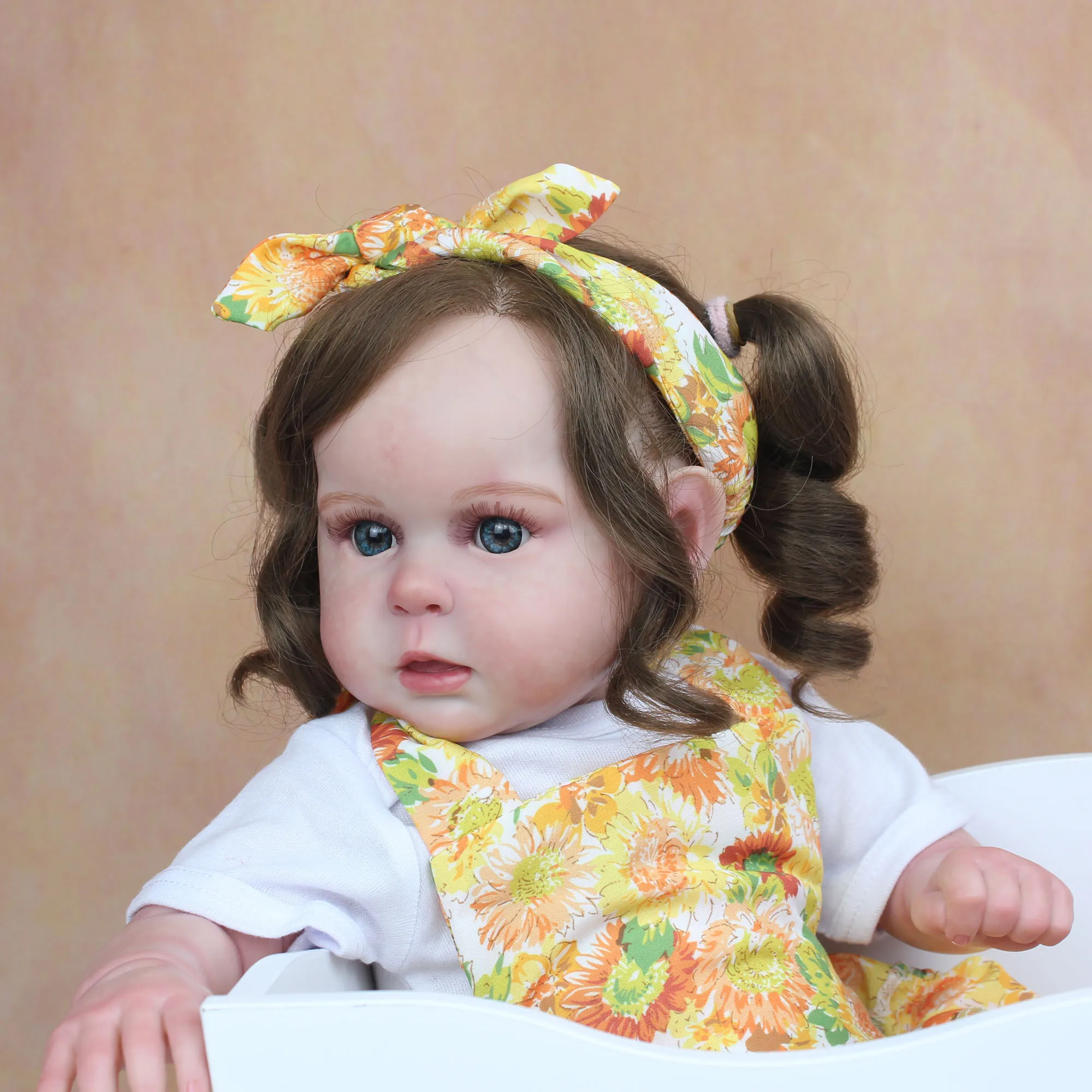 

BZDOLL 50 CM 3D Skin Tone Visible Veins Soft Silicone Reborn Baby Doll Toy For Gir Cloth Body Long Hair Princess Dress Up Boneca