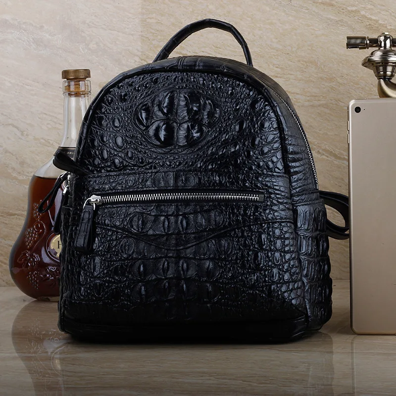 Женский рюкзак из натуральной кожи крокодила на молнии|Женские рюкзаки| |