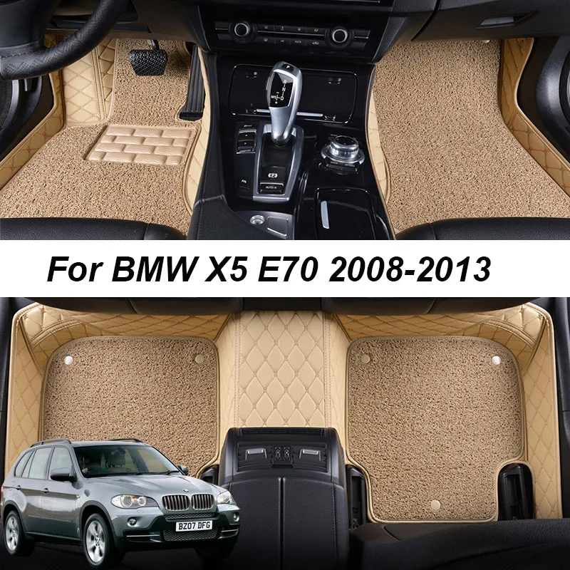 

Double layer Leather 3D interior Parts Customized Car Floor Mats For BMW X5 E70 2008 2009 2010 Carpets Rugs Pads Accessories