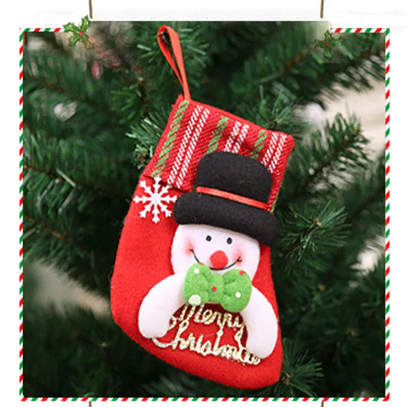 Рождественские украшения подарки маленькие носки с Санта Клаусом Подарочный