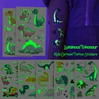 Новинка, светящиеся наклейки-тату с динозавром, Детские Мультяшные забавные светящиеся экологические наклейки, временные украшения для детского боди-арта