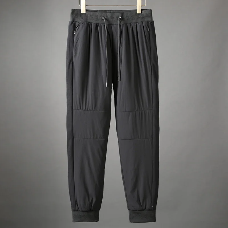 JSBD хлопковые брюки для мужчин, зимняя одежда с высокой талией, уличные теплые брюки, мужские толстые хлопковые брюки, повседневные брюки - Цвет: Черный