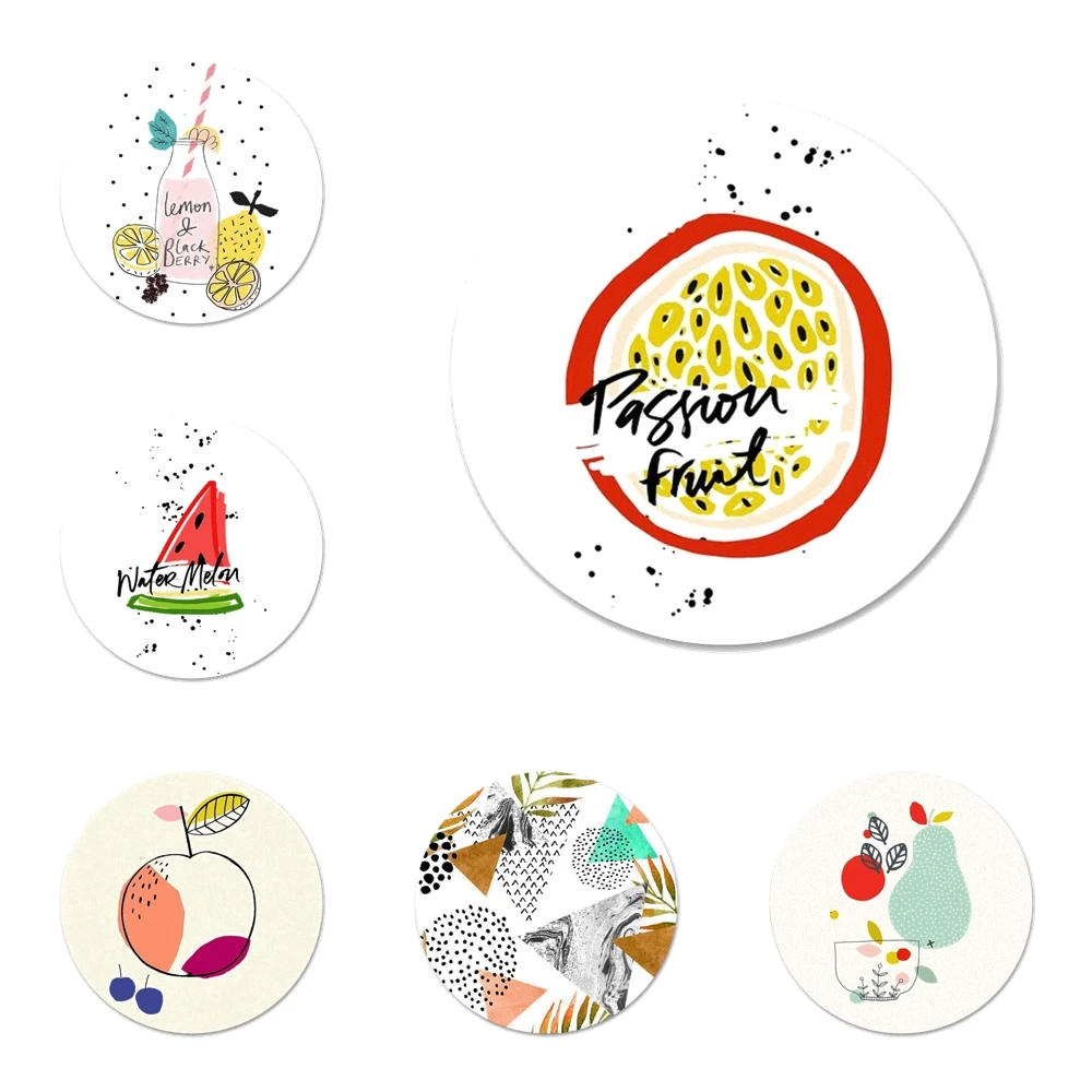 Значки в стиле ретро с изображением линий фруктов Pattrn, значки, металлические значки для детской лампы диаметром 58 мм