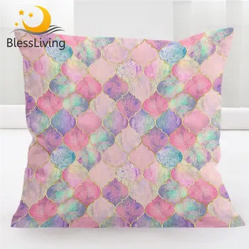 BLessliving Moroccan Cushion Cover Pink Pillow Case 45x45 Watercolor Decorative Throw Pillow Cover European Luxury Funda Cojin 1