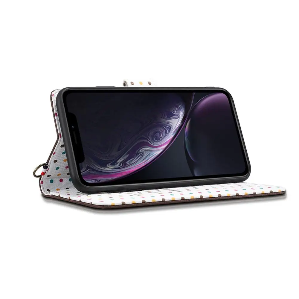 Чехол бумажник Yeesite с волнистыми точками для Apple IPhone X XS XR Max 6 6Plus 7 8 Plus ремешком из