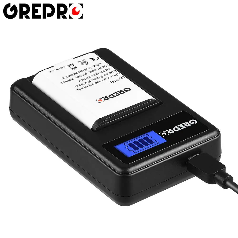 GREPRO 2 шт. 1850 мАч EN-EL23 камера Литий-ионная батарея + ЖК USB зарядное устройство