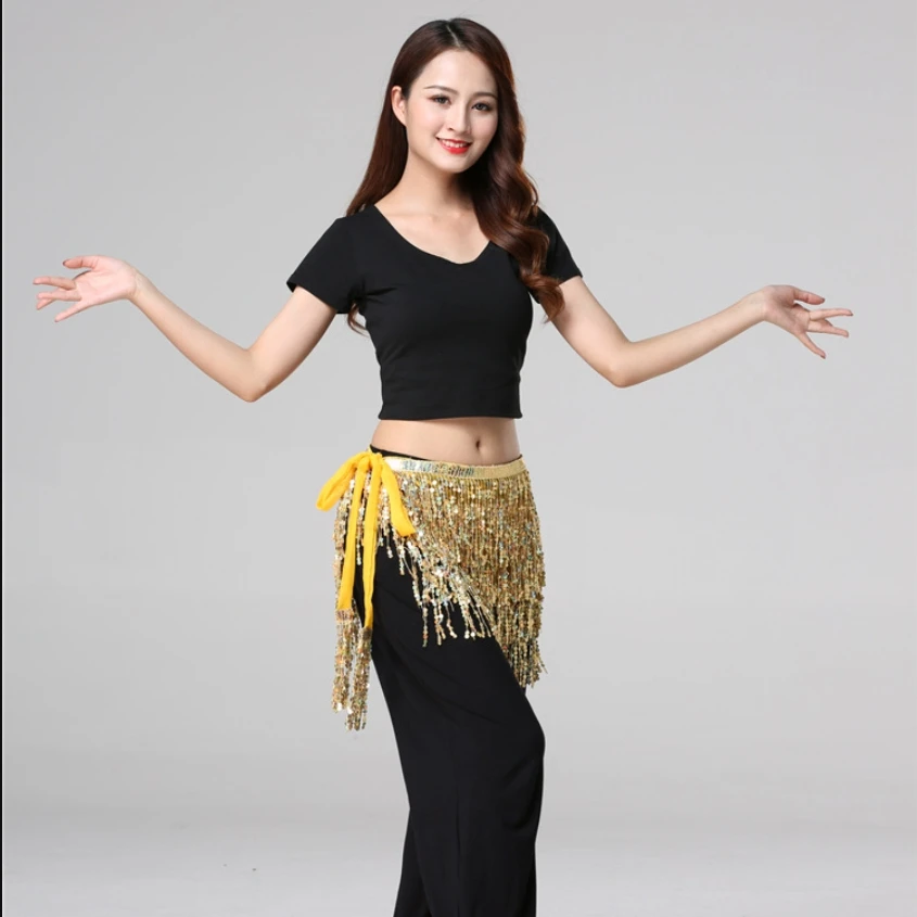 Платок для танца живота Длинный эластичный платок с кисточками треугольные