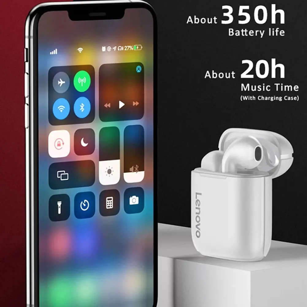 

Original Lenovo LP2 TWS Wireless Headphone Bluetooth 5.0 Touch Control Dual Stereo Bass Earphones with Micphone Sports Earbuds