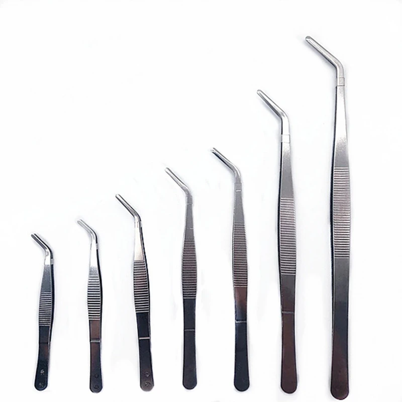 

12.5cm-30cm Stainless Steel Tweezers Anti-Iodine Medical Long Straight Forceps Straight Head Elbow Medical Repair Tools