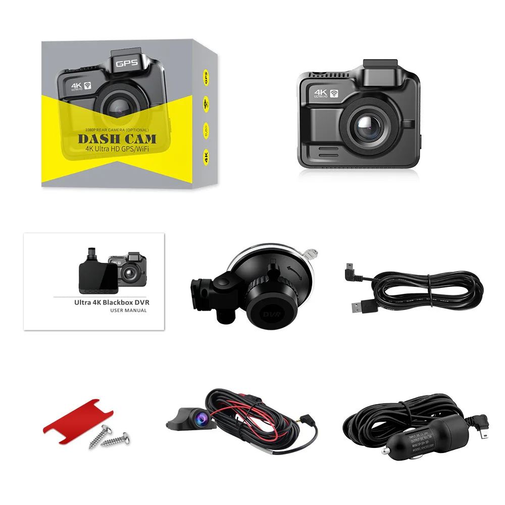 

DHVJ0018 HD 2160P Recording 4K Car Camera 24 Hour Parking Monitoring With Rear Camera GPS Recorder Dual Len Camera dash cam