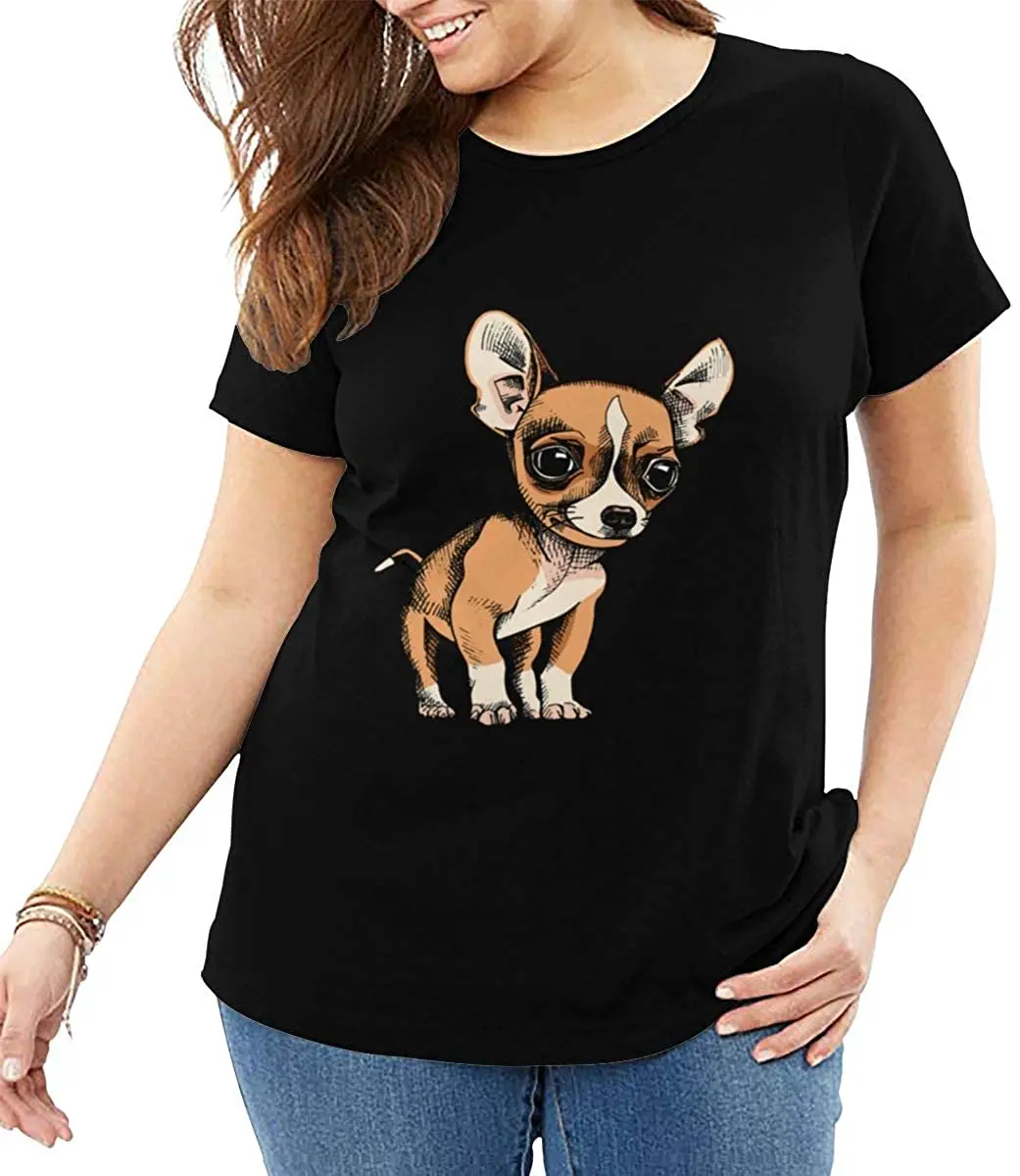 

Plus Size Women's Tee Cute Chihuahua Round Neck T-Shirts Short-Sleeve New T Shirts Summer 2020 Pure Cotton Breathable Tshirt