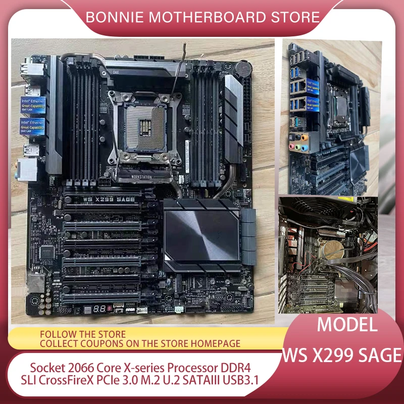 

WS X299 SAGE for ASUS Motherboard Socket 2066 Core X-series Processor DDR4 SLI CrossFireX PCIe 3.0 M.2 U.2 SATAIII