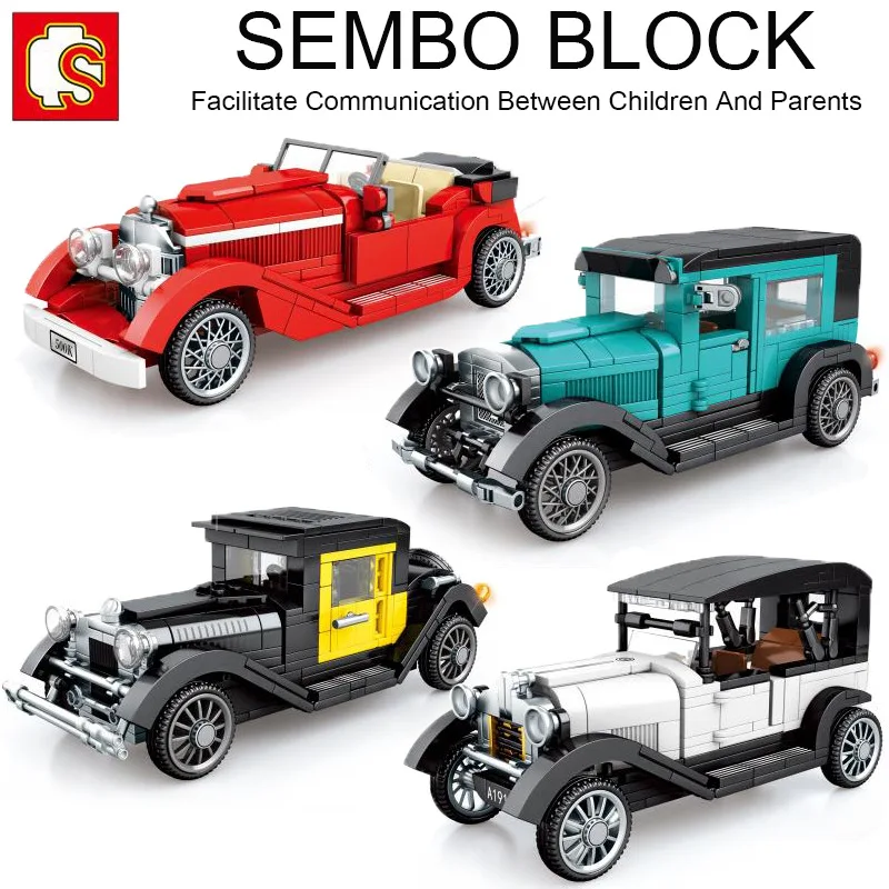 Блоки Sembo антикварные автомобили винтажная городская модель buliding наборы moc Speed