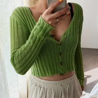 spring fall v neck sweaters coat knitted striped cardigan women ol thin high waist single breasted long sleeved autumn thin tops
