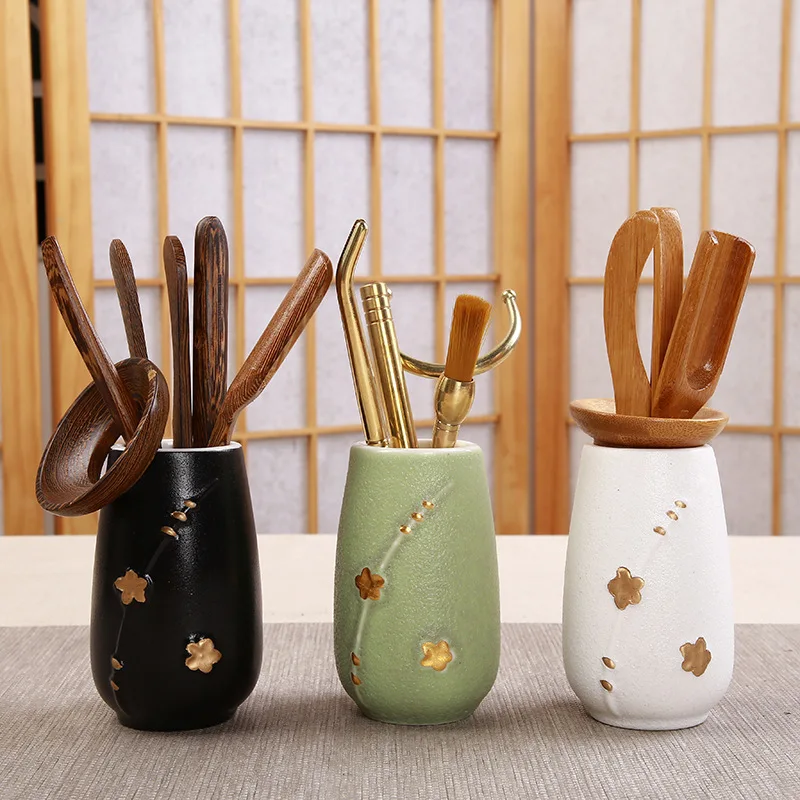 

Аксессуары в комплекте, толстая керамическая чайная церемония, Бамбуковая чайная прищепка с зажимом для мытья чашки, чайная ложка, чайный ц...