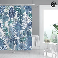 latest shower curtain set printed tropical plant leaves waterproof bathroom curtain liner polyester landscape home decor