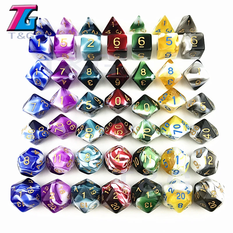 Децидер прозрачный и белый цвет игральные кости D4-D20 для ролевых игр партии игрушки 7 цветов