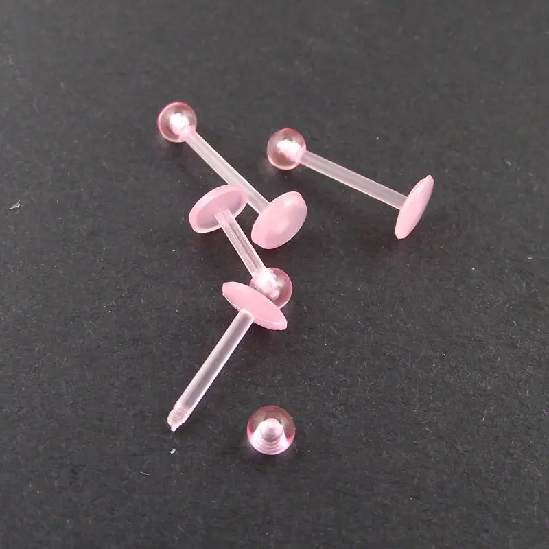 Кольцо бижутерия для пирсинга прозрачное невидимое розовое из мягкого