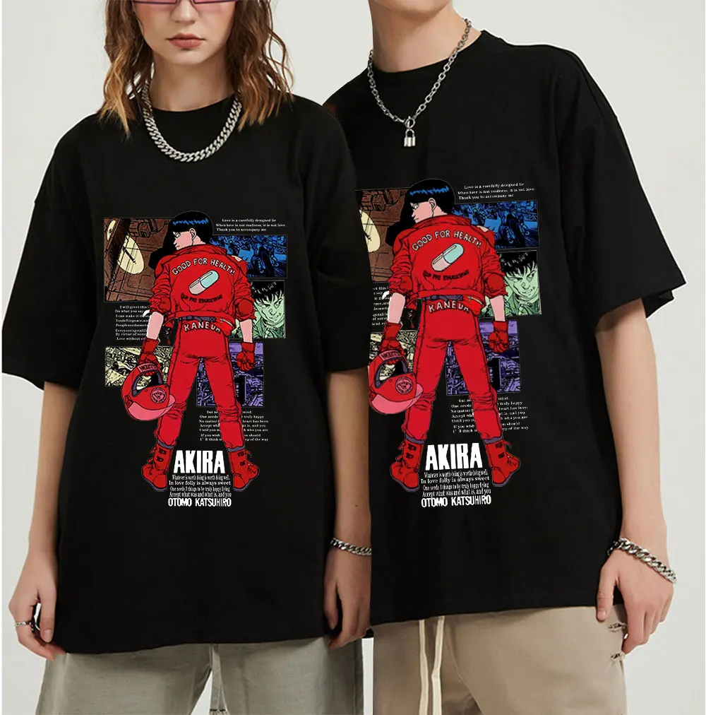 

Футболка Akira Neo Токио для женщин и мужчин, Повседневная рубашка с коротким рукавом в японском стиле, с рисунком аниме, в стиле Харадзюку, летн...