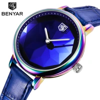 benyar 5155 ladies watches colorful elegant dress lady watch leather diamond quartz womens wristwatches relogio feminino
