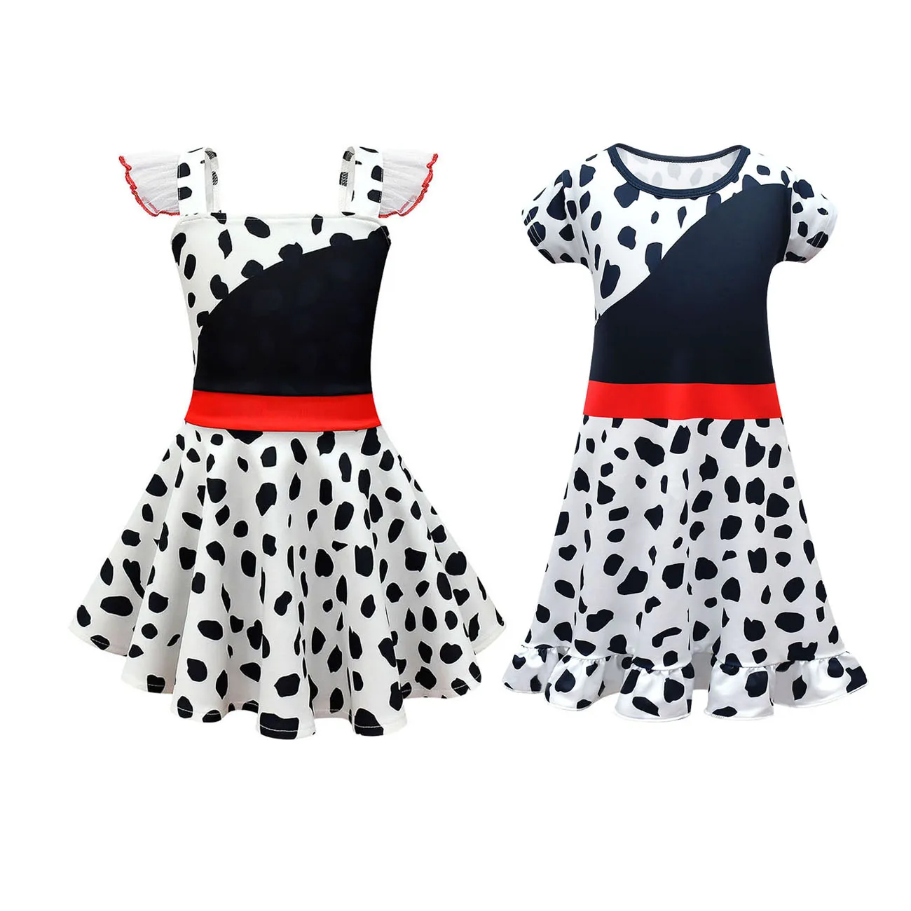 

Детские платья для девочек, костюмы принцессы Cruella для косплея, детское черно-белое платье ведьмы куйла, костюм на Хэллоуин, платья для девоч...