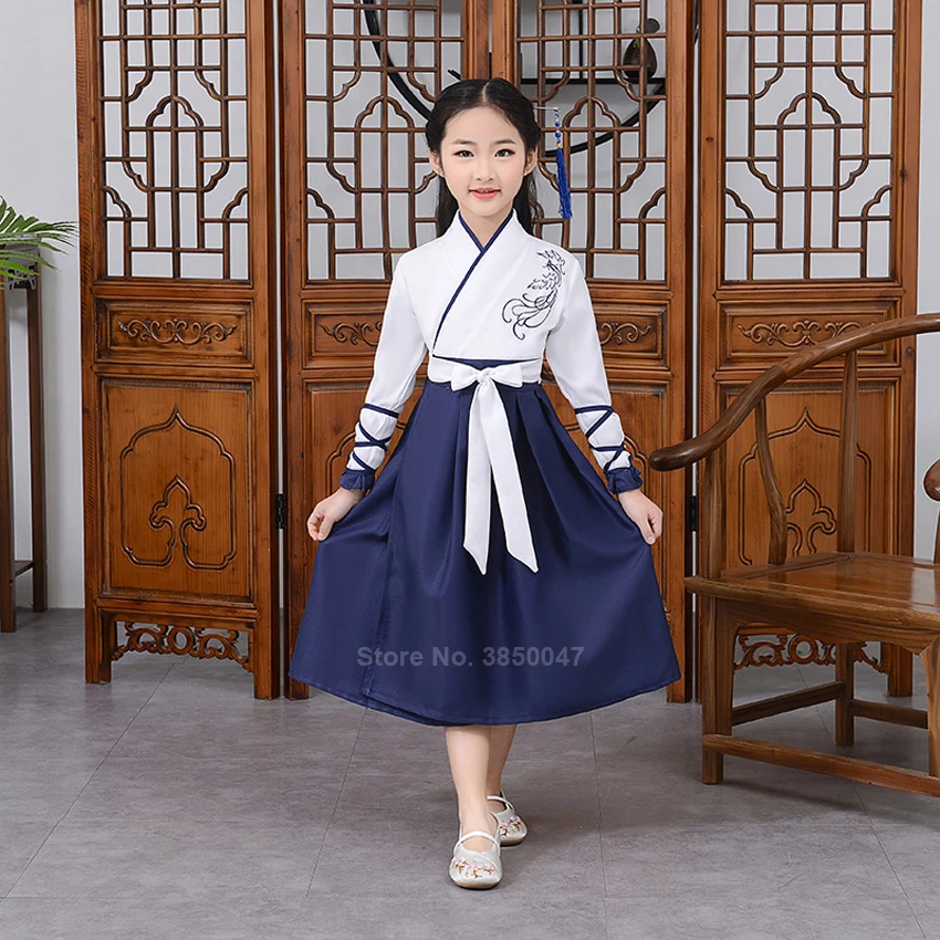 Китайская традиционная одежда Hanfu для детей маленьких мальчиков и девочек с