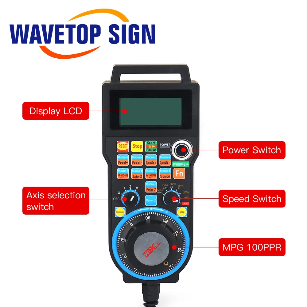 WaveTopSign XHC LHB04B 4 оси Квадрокоптер с 6 осями и функциями Mach3 проводной MPG кулон руль