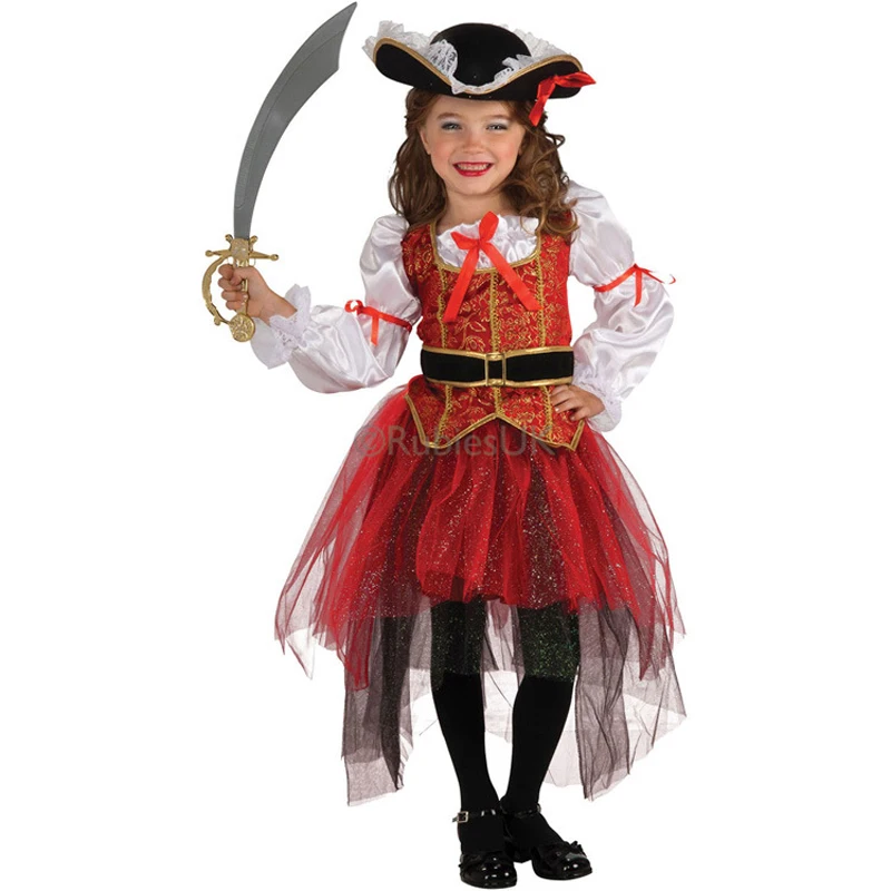 

New Halloween Christmas Gift Pirate Costumes Girls Party Cosplay Costume for Children Kids Clothes Performance