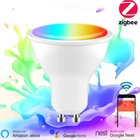 Tuya Zigbee умный светильник лампочка цветная (RGB) Светодиодная лампа работа с AlexaGoogle Home AC 100V-240V RGBW + белый Диммируемый таймер Функция волшебный шарик