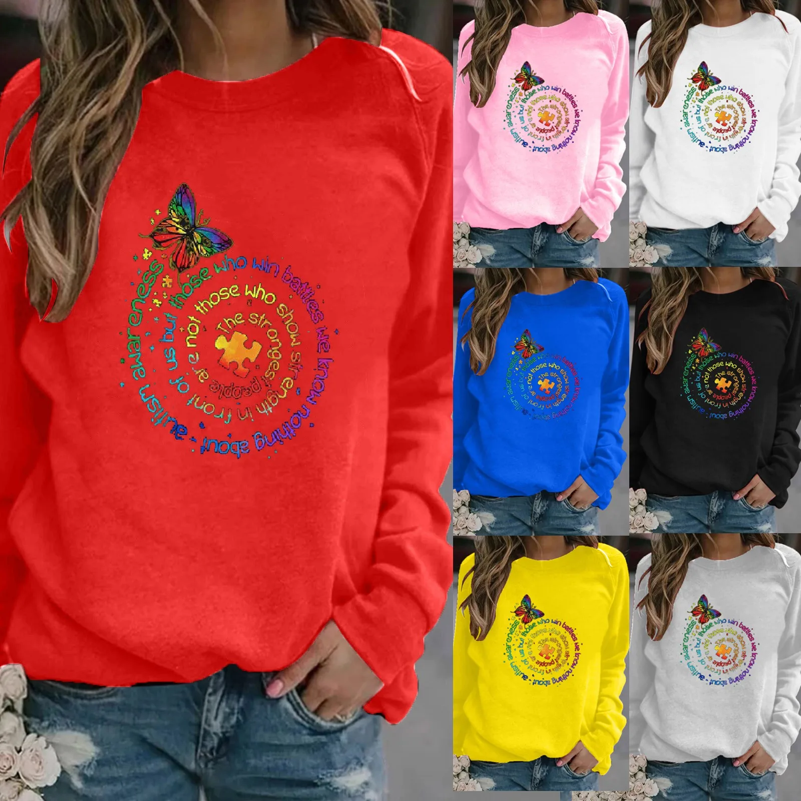 

2021 толстовки, женская мода, Повседневный свитер с забавным принтом и круглым вырезом, свободные спортивные топы, пуловер, топы, повседневная...