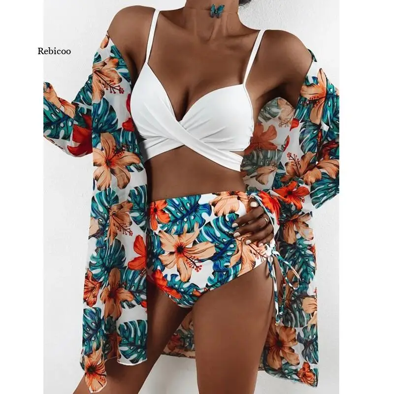 

Женский сексуальный комплект бикини и обложки, купальник с принтом, купальник с высокой талией, летний купальный костюм на бретельках, пляж...